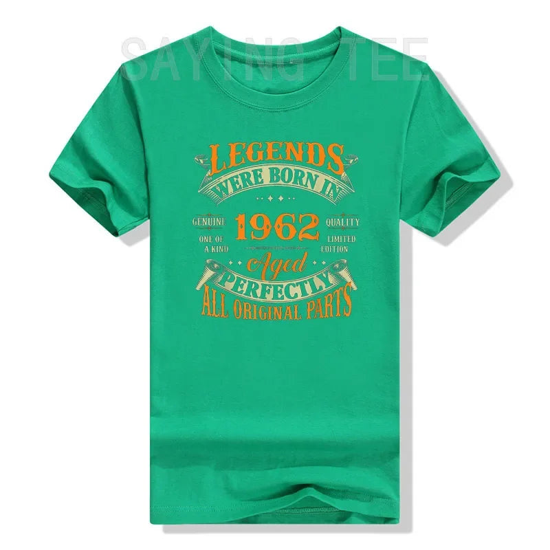 Legends Born in 1962 Vintage T-Shirt for Women Men Clothing Father's Day Gifts Graphic Outfits Letters Printed Saying  Tee Tops
