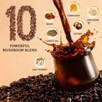 Mushroom Coffee With 10 Adaptogenic Mushrooms And MCT Oil, USA Grown Instant Coffee, W close-up view