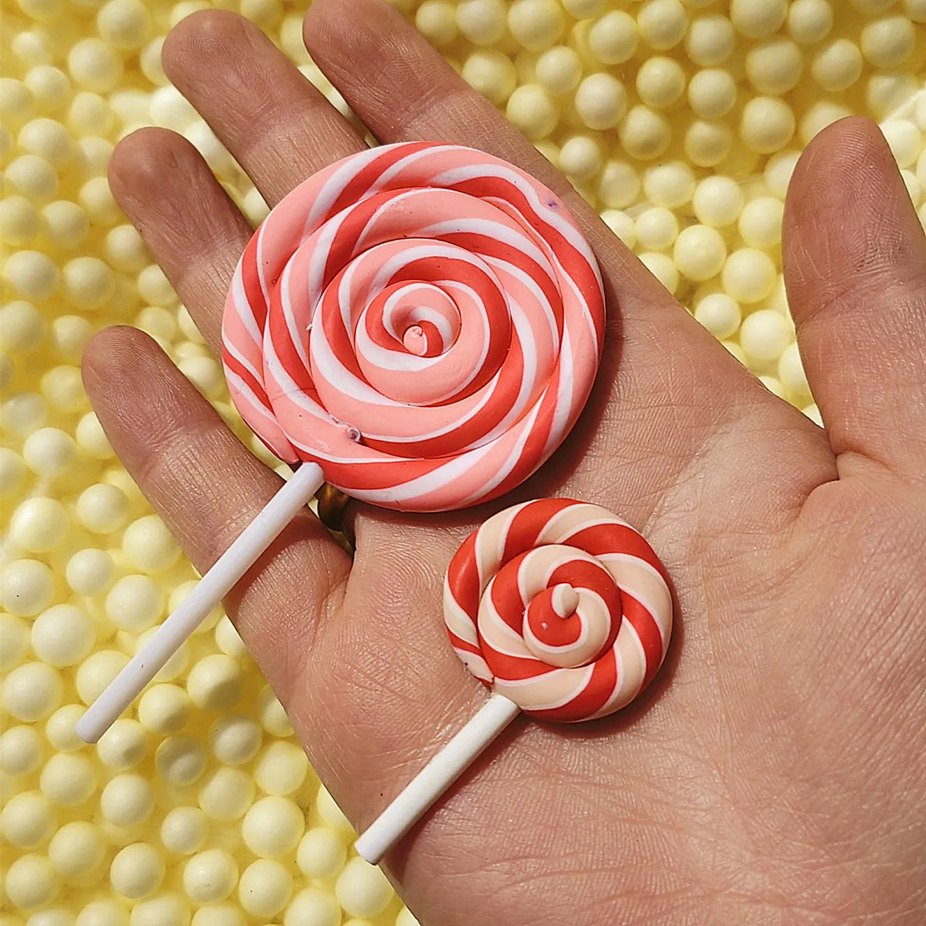 1/2PCS Big Simulate Clay Lolipop Cute Plasticine Candy Flat Back for Kids DIY Phone Deco detail view
