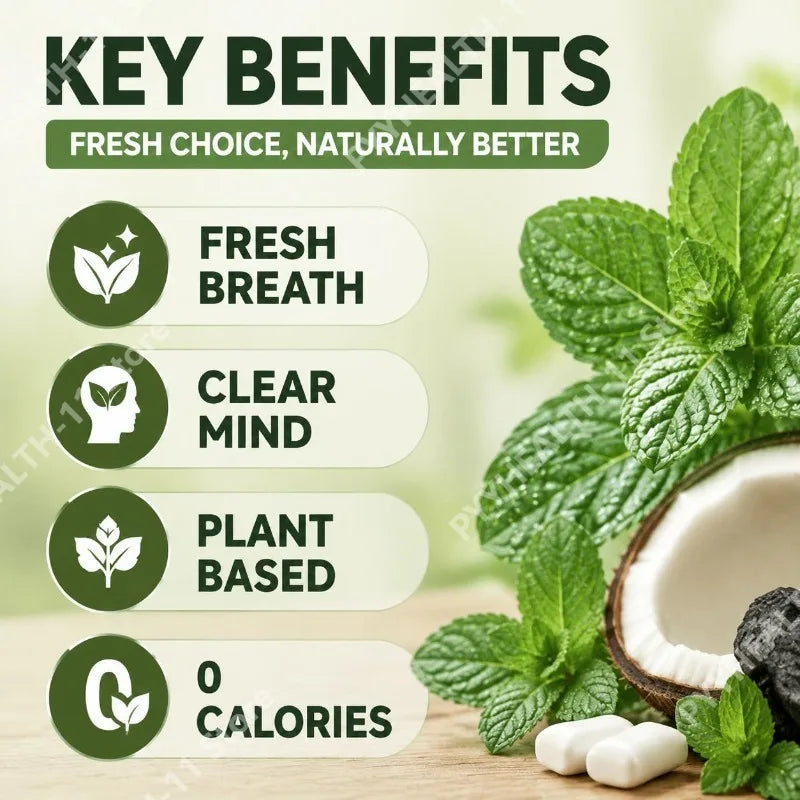 DHOP Remineralizing Gum Gummies Mint Flavor Sugar Free Fresh Breath Nano Hydroxyapatit close-up view