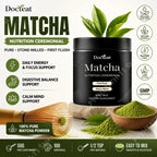Docteat Matcha Powder Easy Mix and Drink Stone Milled First Flush for Daily Energy Focus Support Dig