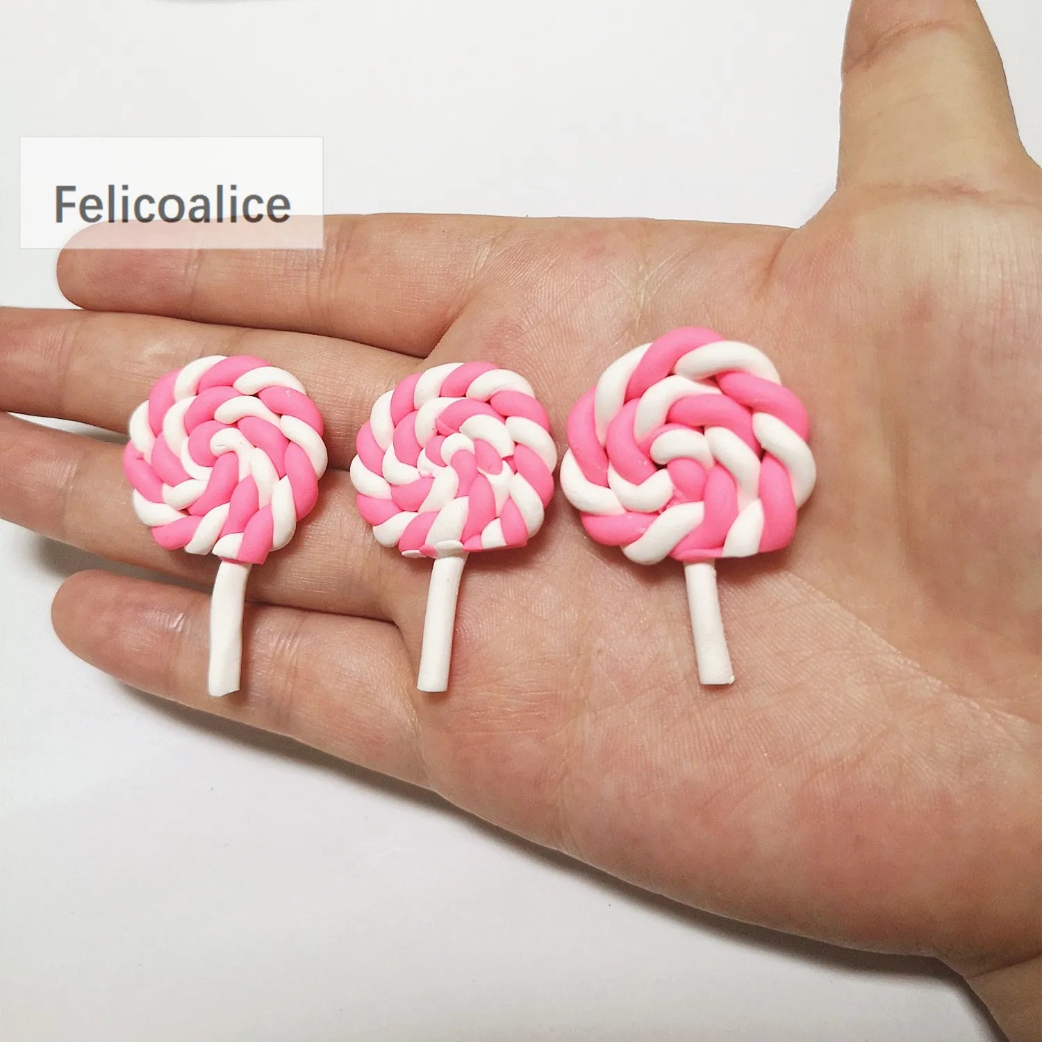 1/2PCS Big Simulate Clay Lolipop Cute Plasticine Candy Flat Back for Kids DIY Phone Deco detail view