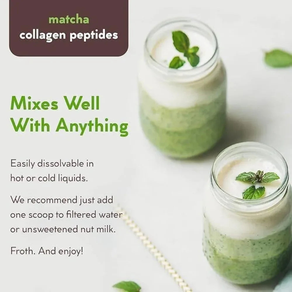 Matcha Collagen Powder with Marine Collagen Organic Green Tea Drink Mix Daily Beauty lifestyle view