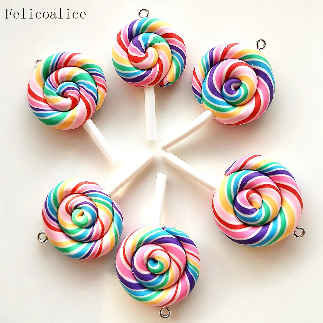 1/2PCS Big Simulate Clay Lolipop Cute Plasticine Candy Flat Back for Kids DIY Phone D lifestyle view