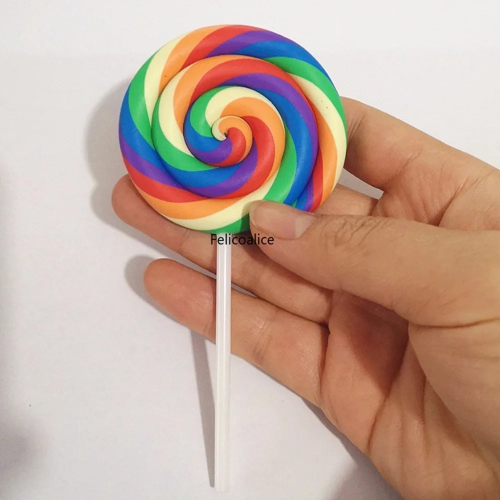 1/2PCS Big Simulate Clay Lolipop Cute Plasticine Candy Flat Back for Kids DIY Phone Deco detail view