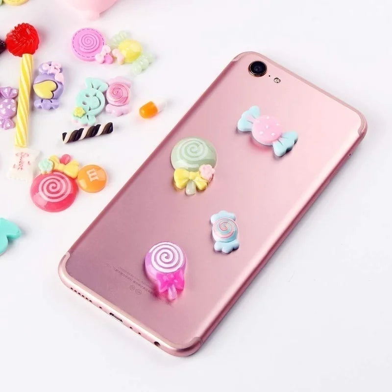 30/50/100Pcs Mix Design Candy Sweets Flatback Resin Cabochons for Kids Embellishments close-up view
