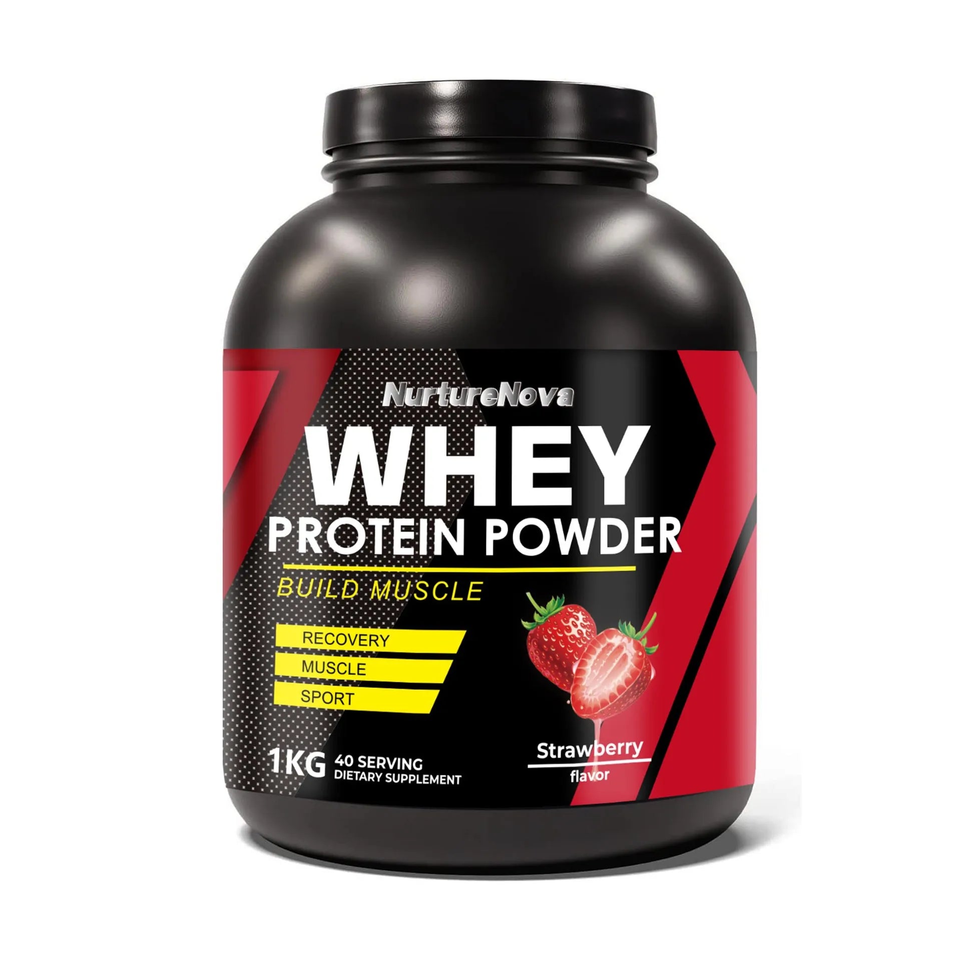 NurtureNova Whey Protein Powder Build Muscle Sport Support Vanilla Flavor Strawberry Cho detail view