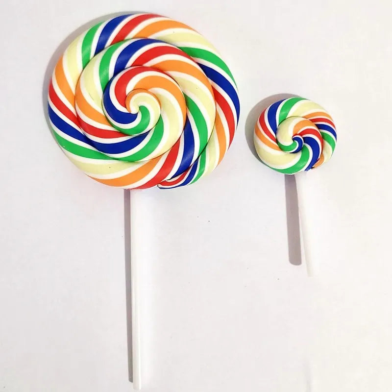 1/2PCS Big Simulate Clay Lolipop Cute Plasticine Candy Flat Back for Kids DIY Phone Deco detail view