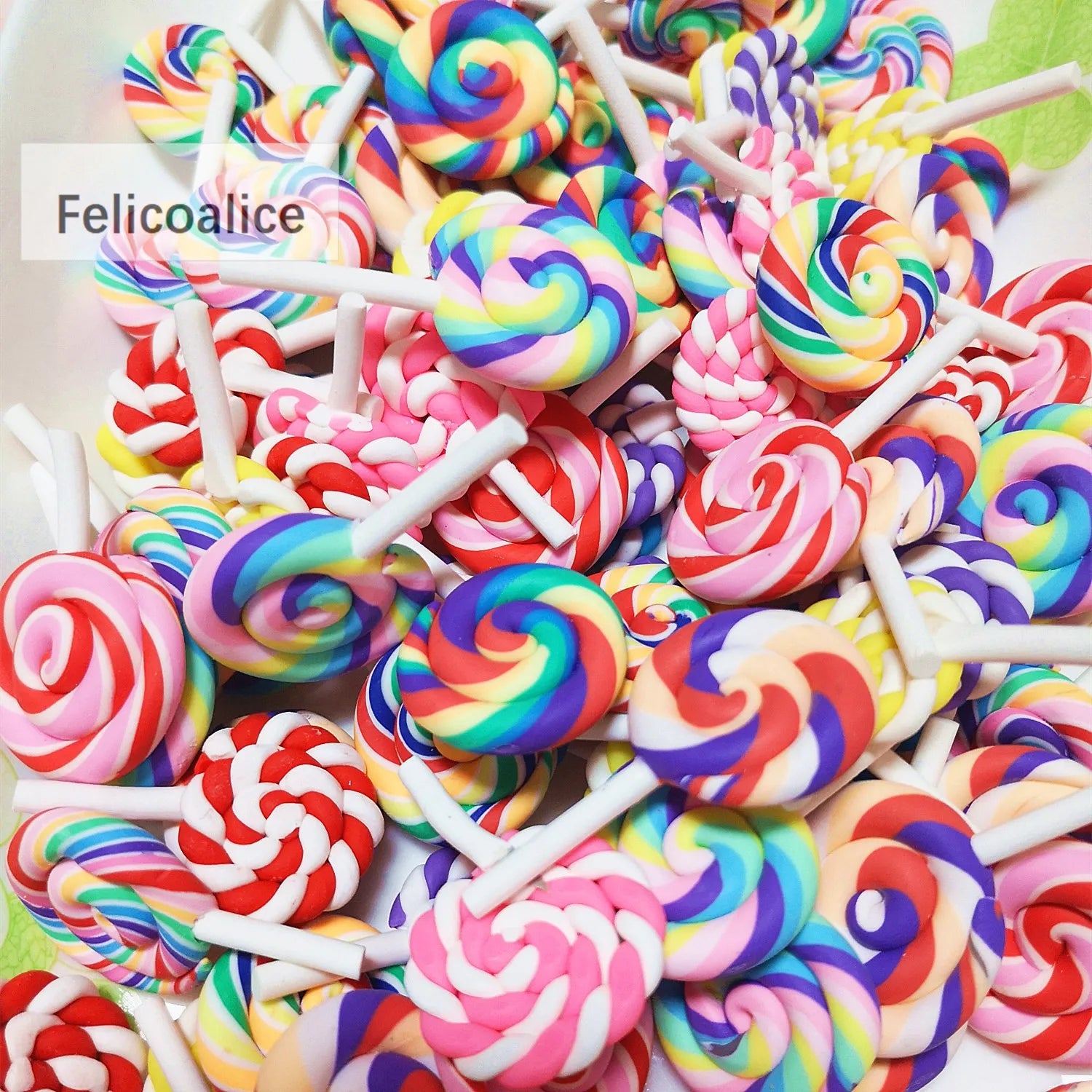1/2PCS Big Simulate Clay Lolipop Cute Plasticine Candy Flat Back for Kids DIY Phone D lifestyle view