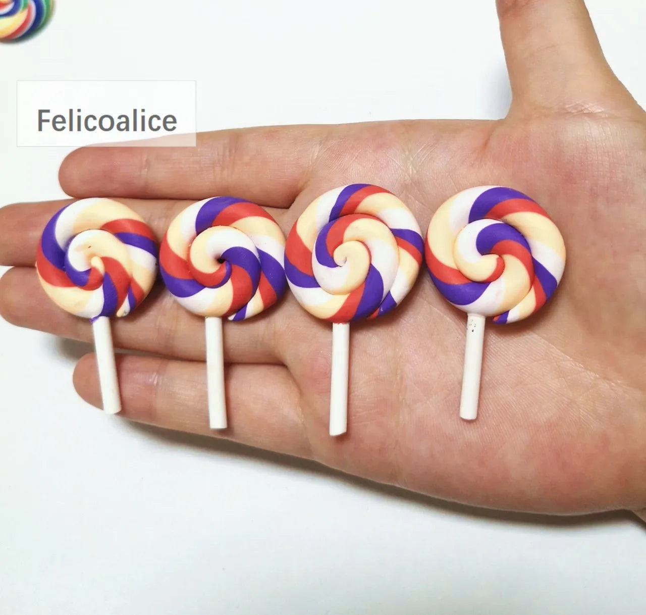 1/2PCS Big Simulate Clay Lolipop Cute Plasticine Candy Flat Back for Kids DIY Phone Deco detail view