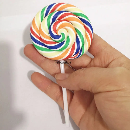 1/2PCS Big Simulate Clay Lolipop Cute Plasticine Candy Flat Back for Kids DIY Phone D alternate view