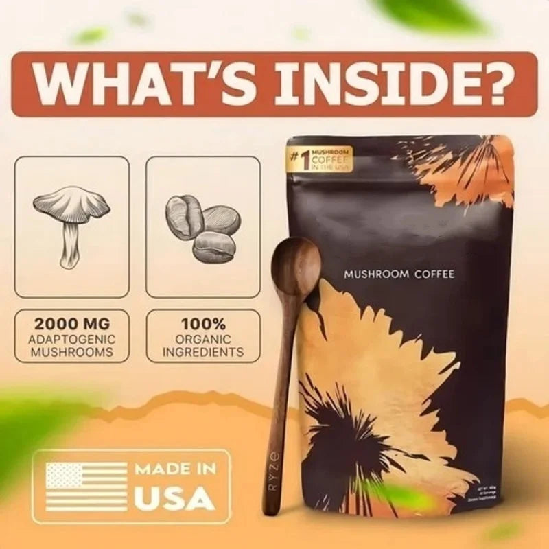 Organic Mushroom Matcha & Coffee, 2000mg Adaptogenic Blends, USDA Certified, Made in USA detail view