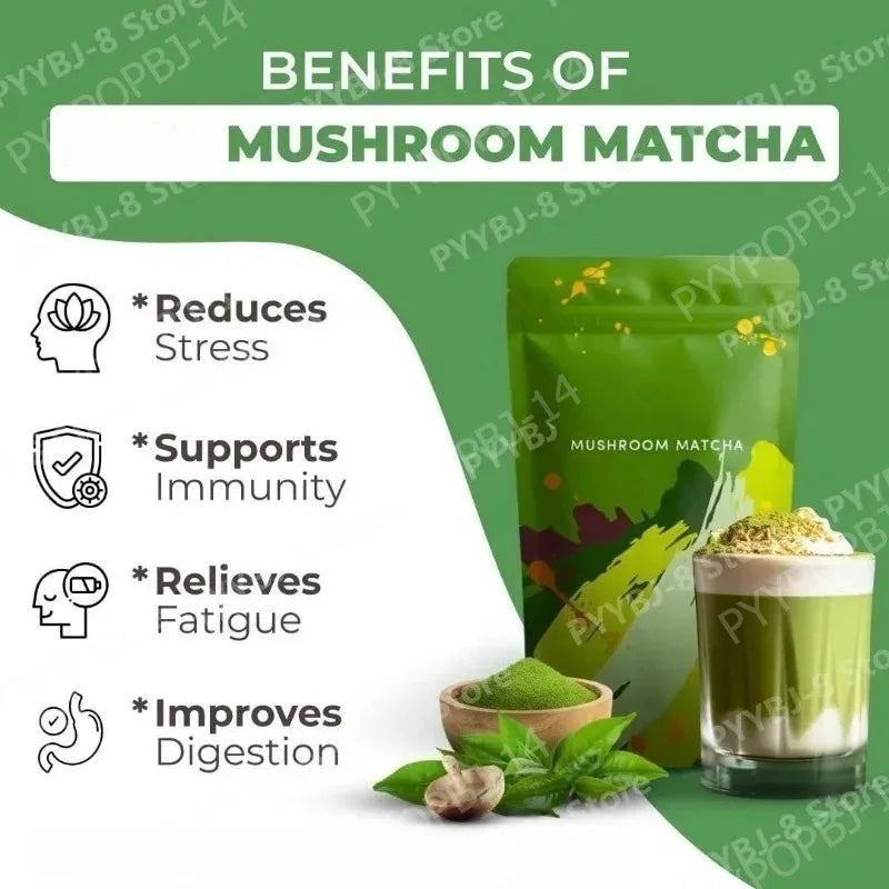 Mushroom Matcha Powder with Lion's Mane, Reishi & Cordyceps, 6.35 Oz (180g) , Non-G additional angle