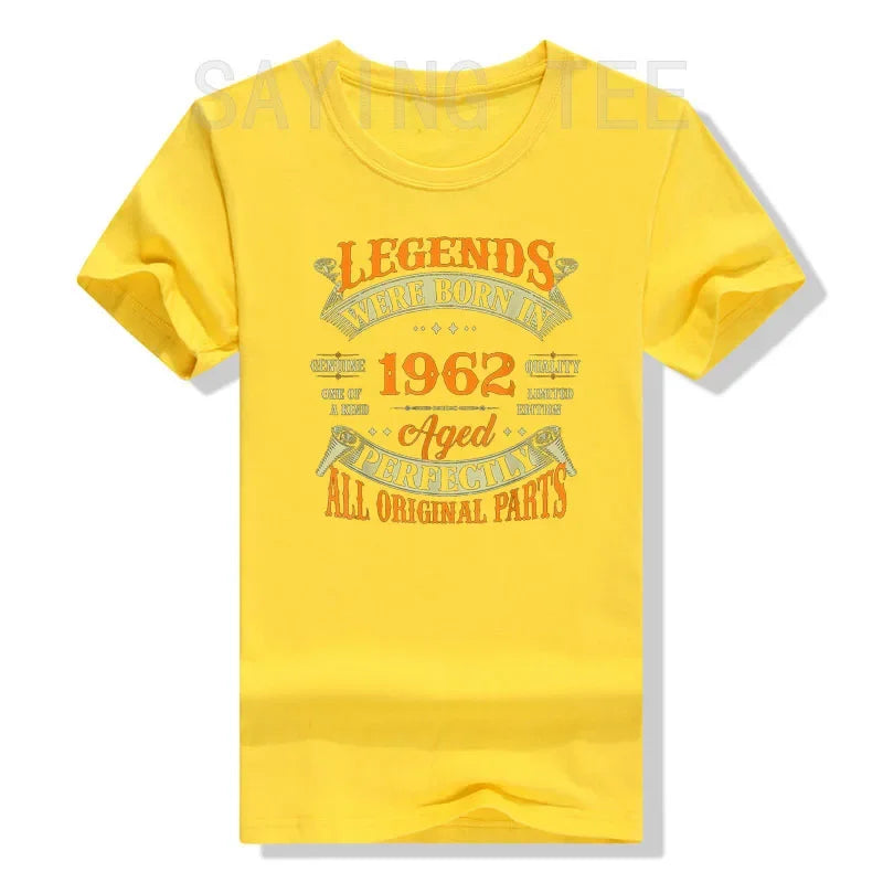 Legends Born in 1962 Vintage T-Shirt for Women Men Clothing Father's Day Gifts Graphic Outfits Letters Printed Saying  Tee Tops