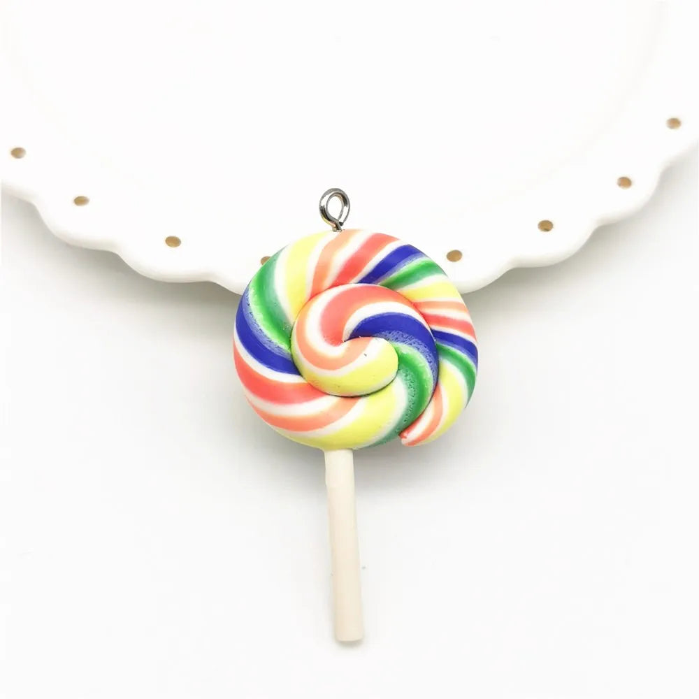 1/2PCS Big Simulate Clay Lolipop Cute Plasticine Candy Flat Back for Kids DIY Phone De close-up view