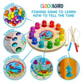 Max & Lea Montessori Clock Board Teaching Time Learning Wooden Games Magnetic Fishing Educational Toy