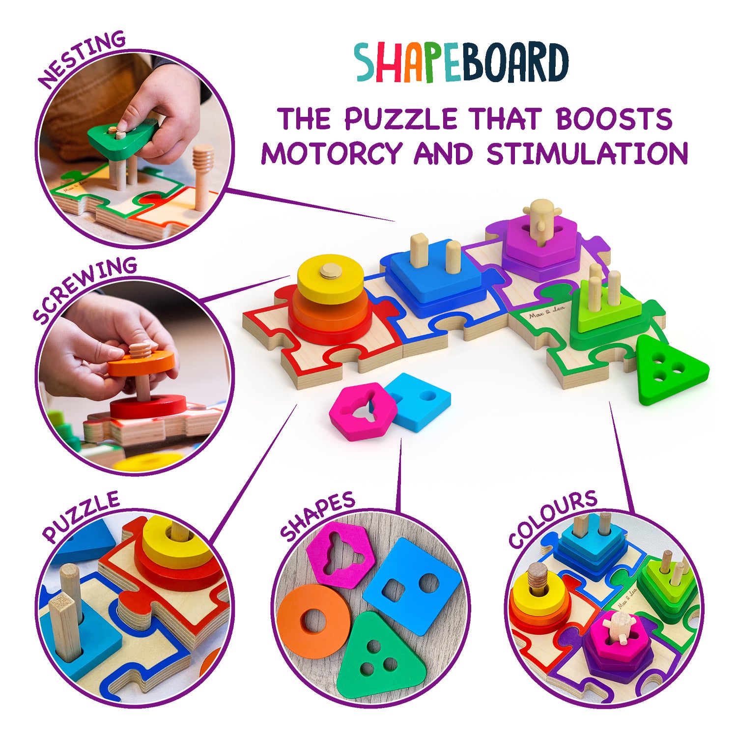 Max & Lea Montessori Sensory Shape Board Toys