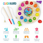 Max & Lea Montessori Clock Board Teaching Time Learning Wooden Games Magnetic Fishing Educational Toy