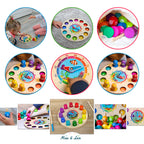 Max & Lea Montessori Clock Board Teaching Time Learning Wooden Games Magnetic Fishing Educational Toy