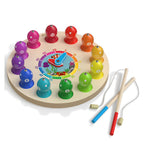 Max & Lea Montessori Clock Board Teaching Time Learning Wooden Games Magnetic Fishing Educational Toy