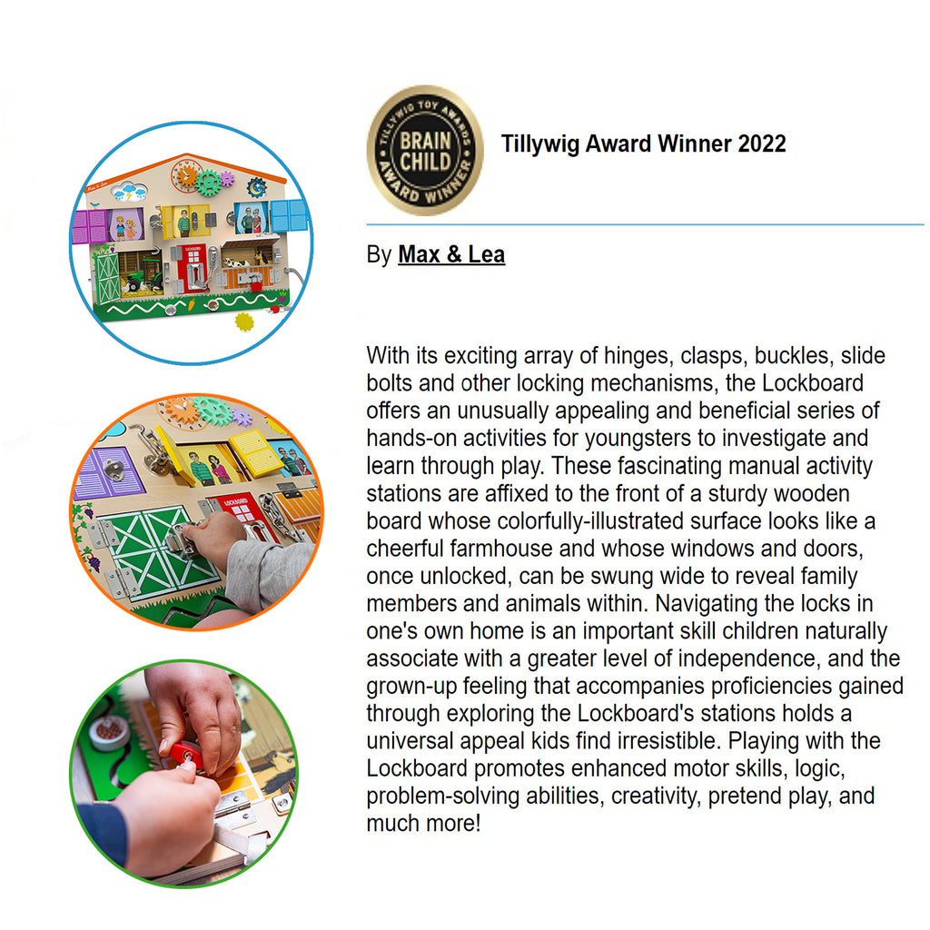 The Max & Lea Lockboard Award Winner Tillywig Brain Child Toy Awards 2022
