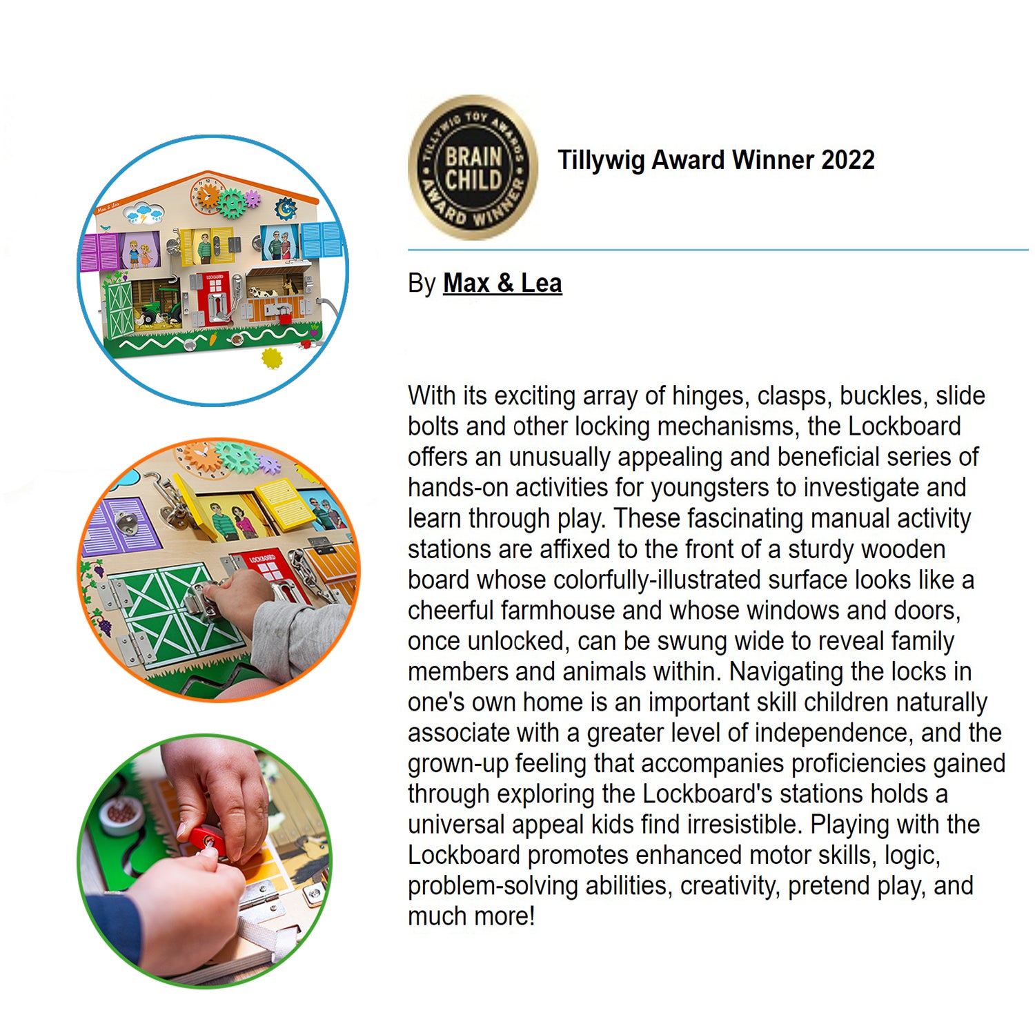 The Max & Lea Lockboard Award Winner Tillywig Brain Child Toy Awards 2022