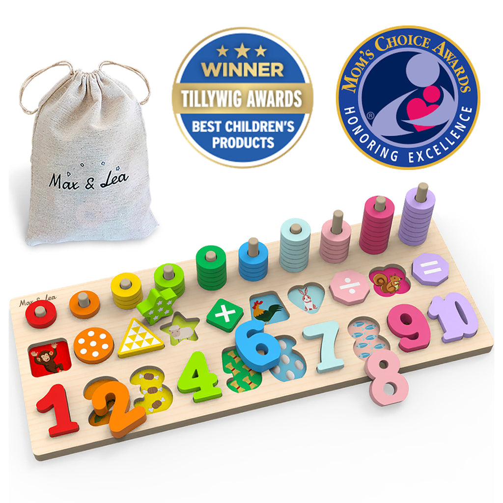 The PlayBoard by Max & Lea is an 8-in-1 wooden educational toy