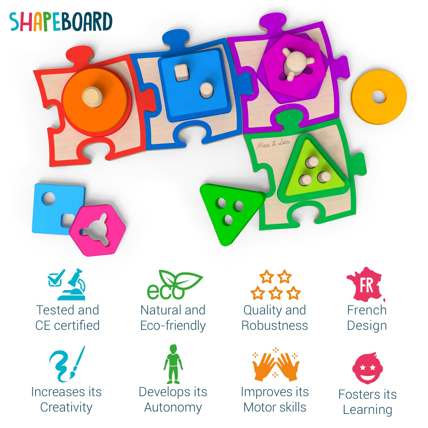 Max & Lea Montessori Sensory Shape Board Toys